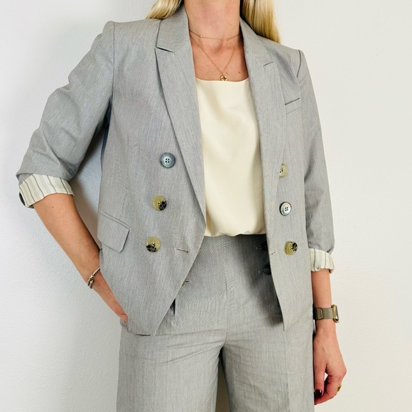 Kenzo double breasted blazer and wide leg pants striped 100% cotton suit - Picture 3 of 16